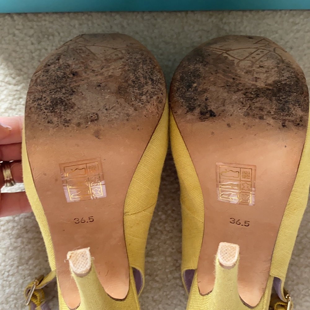 💥SOLD💥✨RARE ✨ Vivienne Westwood Canvas Platform Slingback Pumps - Picture 6 of 14
